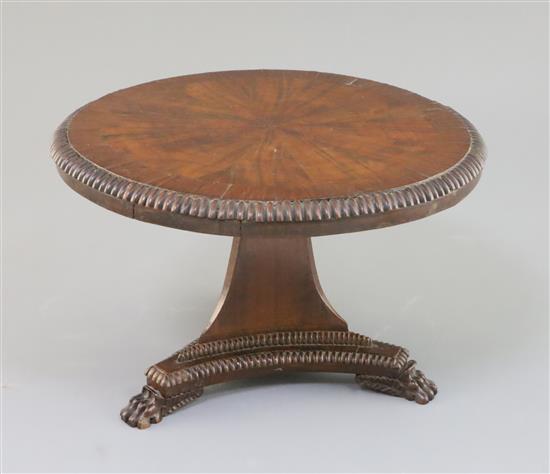 A George IV rosewood banded mahogany miniature breakfast table, diameter 10in.